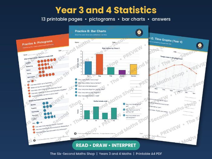Year 3 and 4 Statistics Worksheets Pack