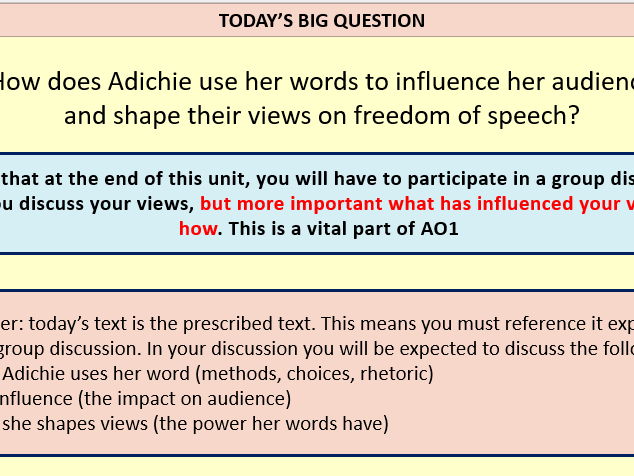Understanding Adichie - Text A - Unit 3 WJEC English Lit Lang GCSE
