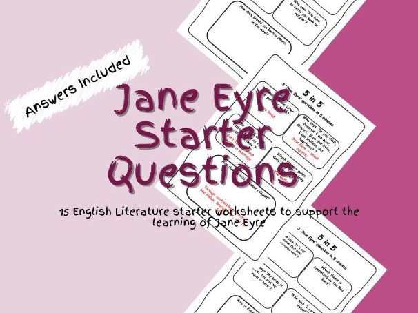 English Literature Jane Eyre Starter Questions Worksheets PDF