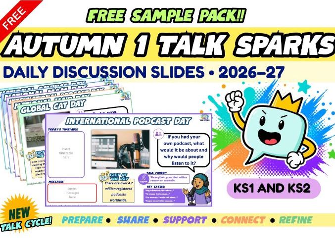 FREE Talk Sparks Sample Pack | 5 Daily Oracy Discussion Slides | KS1 & KS2 | PPT + PDF