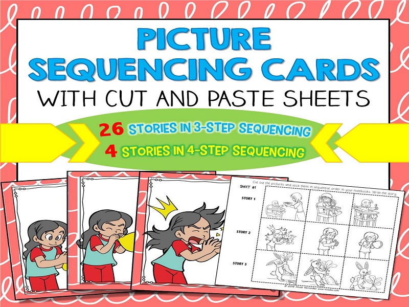 Story Sequencing Cards with Cut and Paste Sheets (3-Step and 4-Step Sequences)