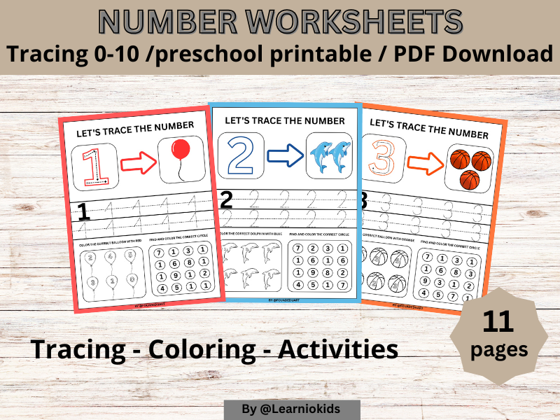 Preschool Numbers Workbook ,tracing worksheet