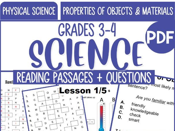Free Physical Properties of Objects and Materials – Science Reading Comprehension