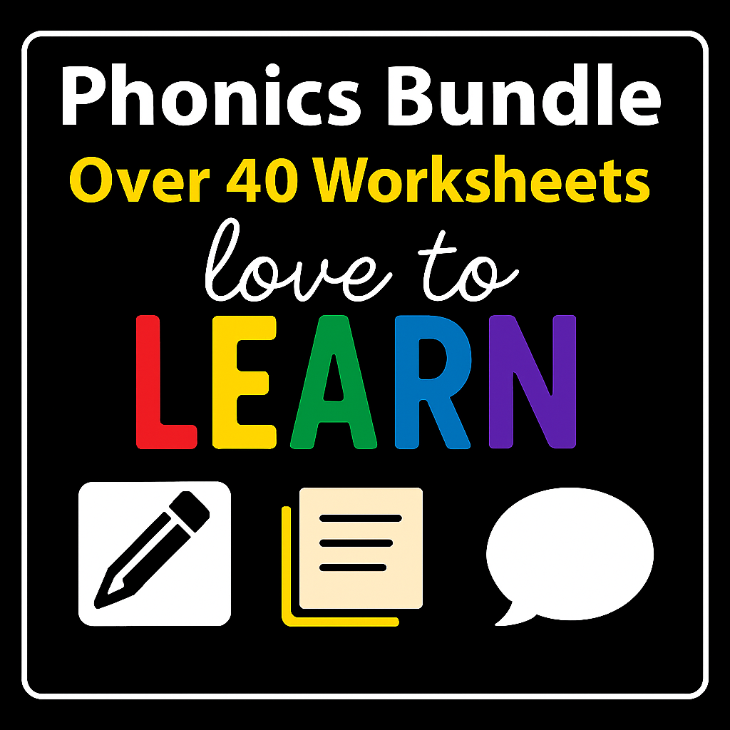 Phonics Phases 3–5 Bundle | 40+ Worksheets, Digraphs & Trigraphs (ou, ow, oy, qu, sh, th & more)