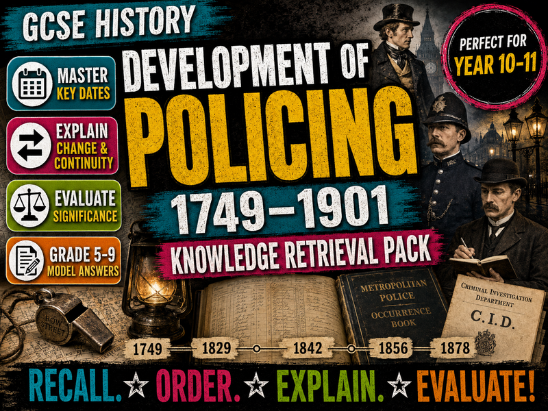 GCSE History - Crime and Punishment - Development of Policing 1749-1901