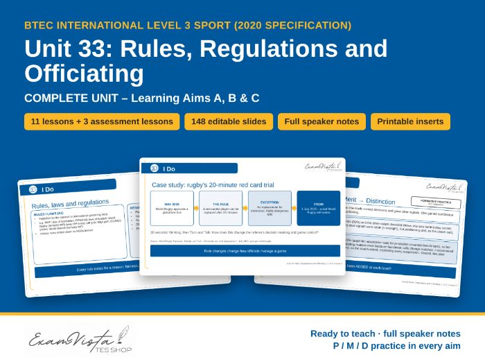 Rules, Regulations and Officiating | BTEC International Level 3 Sport Unit 33 | Complete Unit
