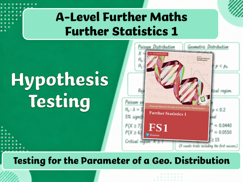 A-Level Further Maths | FS1 | Hypothesis Testing for the Parameter of a Geometric Distribution