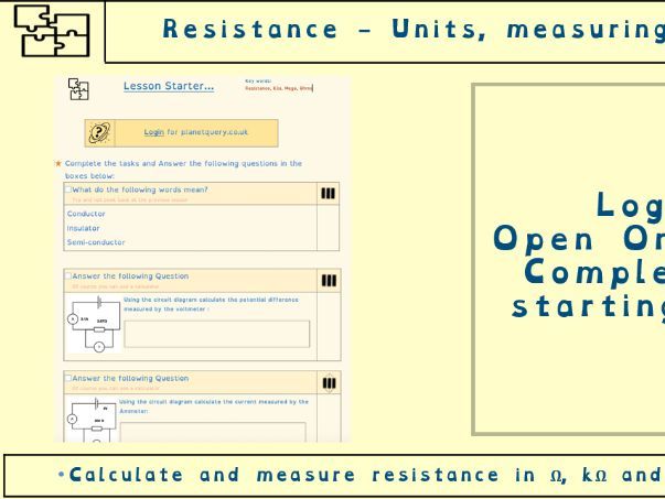 GCSE Electronics Concepts L6 — presentation, worksheet & videos covering Circuit Concepts