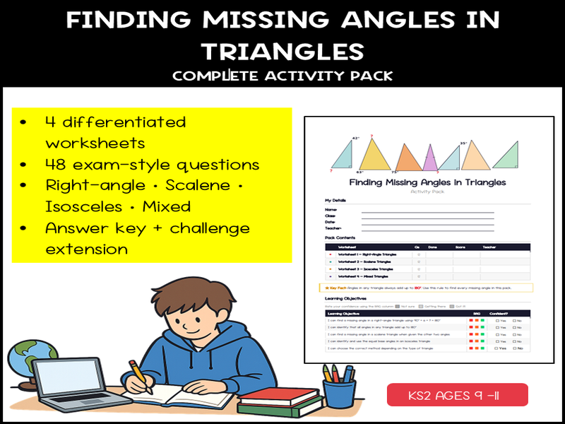 Angles in Triangles Worksheets | KS2 Geometry | Missing Angles | Year 5 & 6