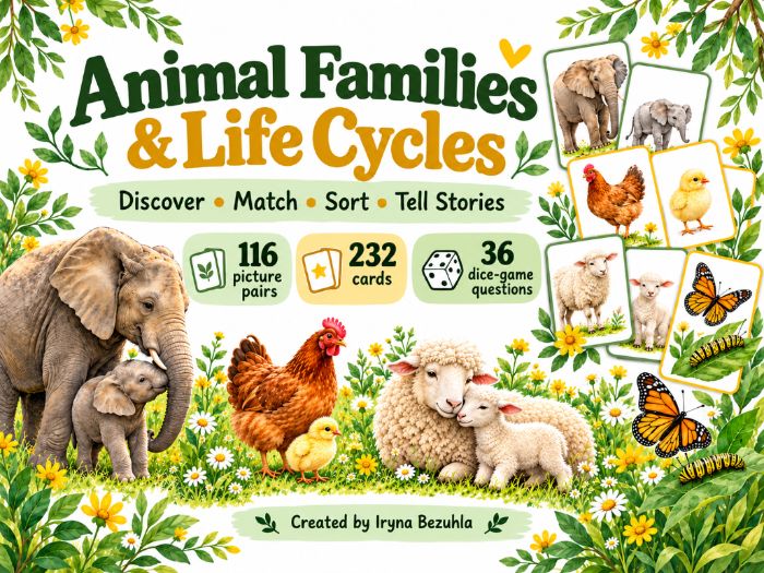 Animal Families & Life Cycles – 116 Picture Pairs to Discover, Sort and Tell Stories