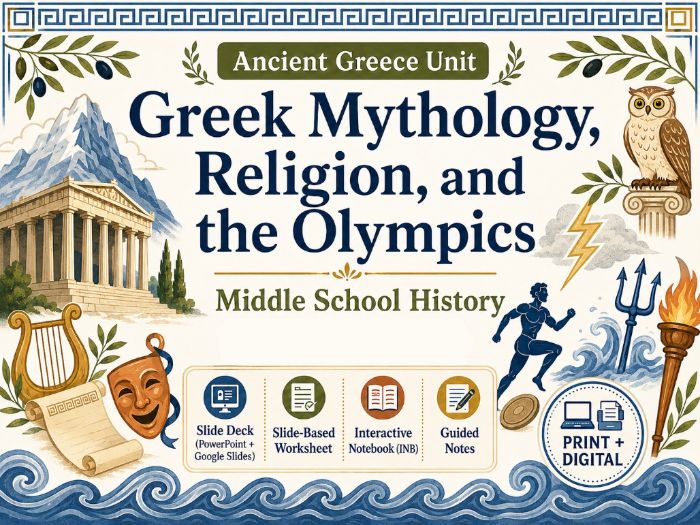 Greek Mythology, Religion, and the Olympics | Ancient Greece Lesson Bundle