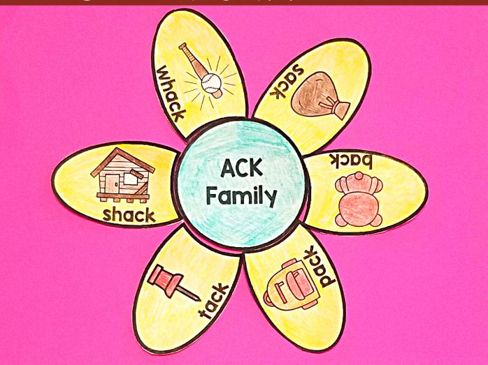 ACK Words Flower Craft Ending Digraph Phonics Craftivity Teaching 