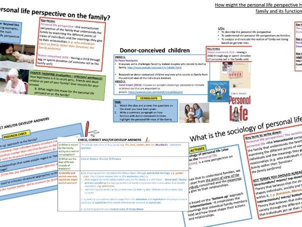 AQA A-level Sociology Families: Theories of the family – Personal life perspective of the family