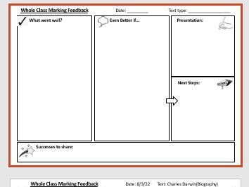 Whole Class Writing Feedback Sheet