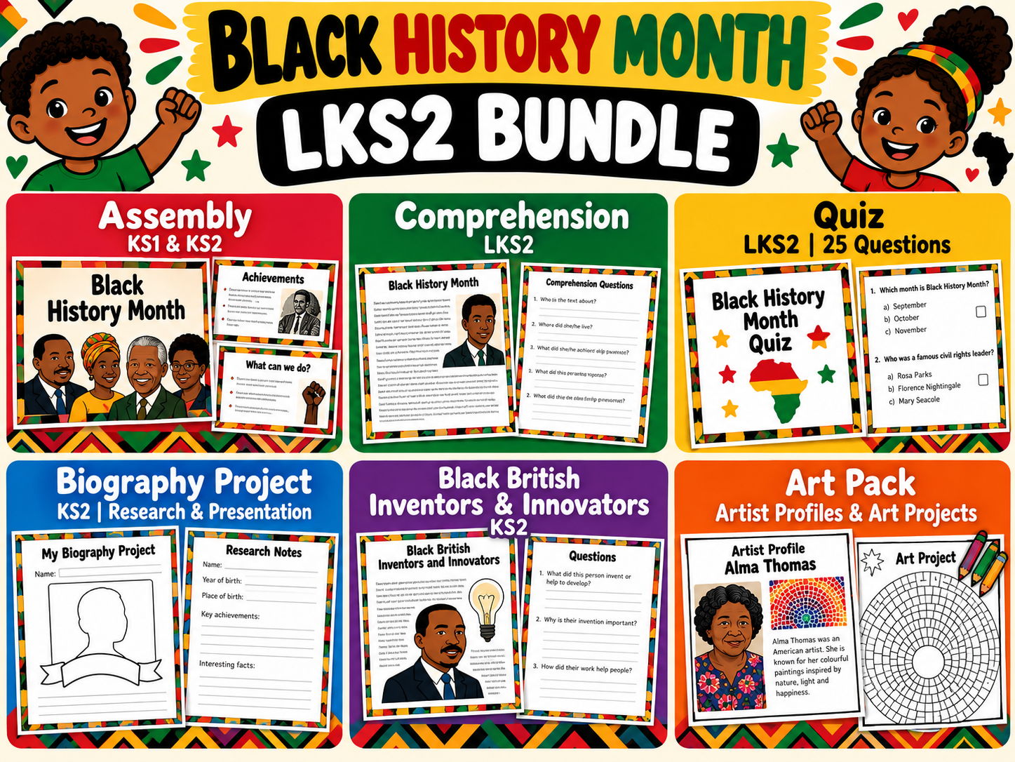 Black History Month LKS2 Bundle | Assembly, Comprehension, Quiz, Art & Biography Projects | Updated for 2026-27