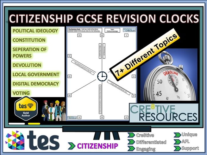 Citizenship GCSE Revision Clocks by thecre8tiveresources Teaching