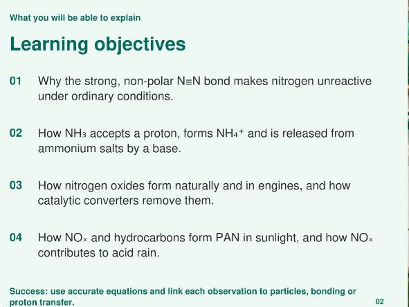 AS Level Chemistry - 12.1 Nitrogen and sulfur