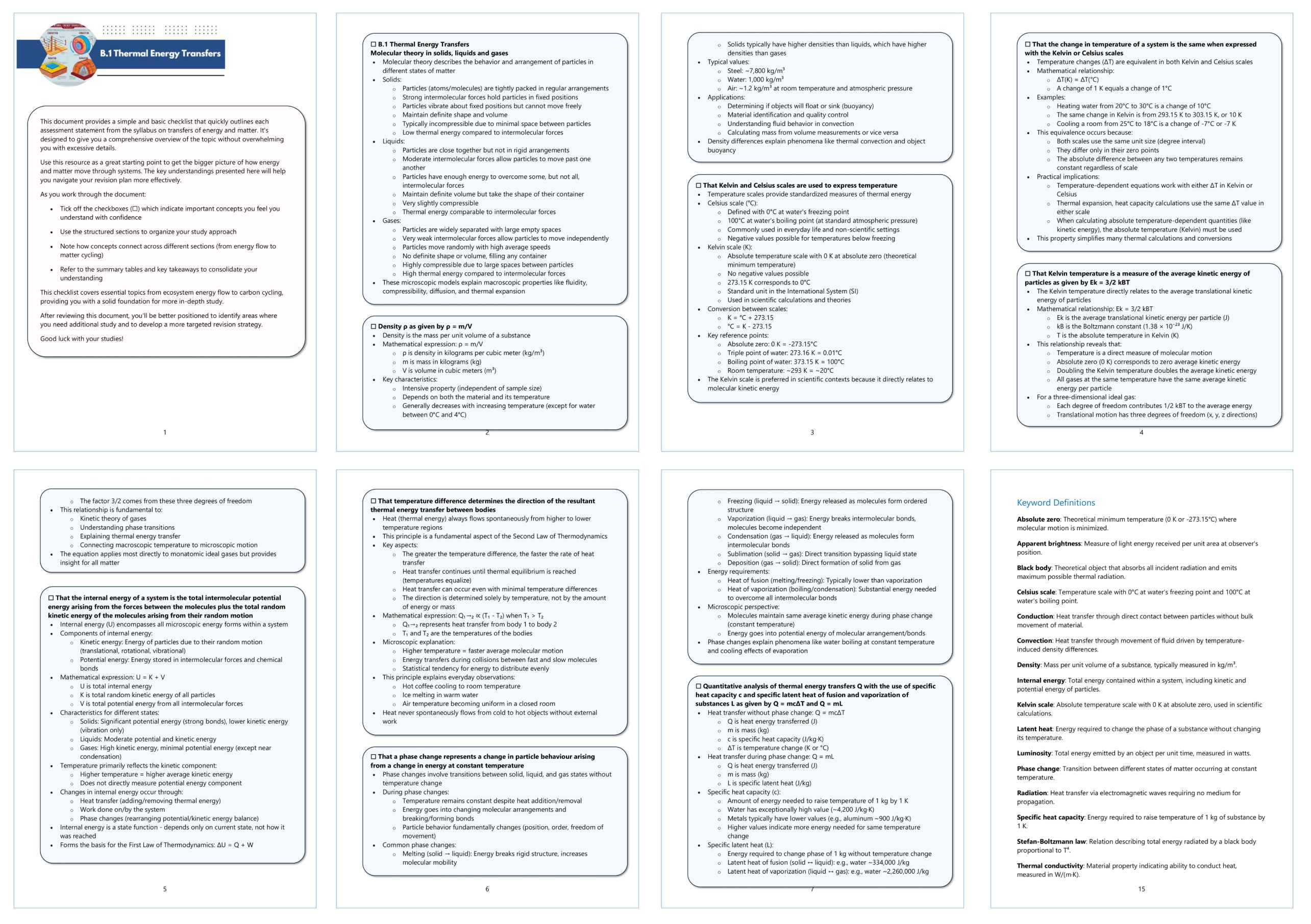IB DP Physics: B.1 Thermal Energy Transfer – Condensed Topic Revision ...