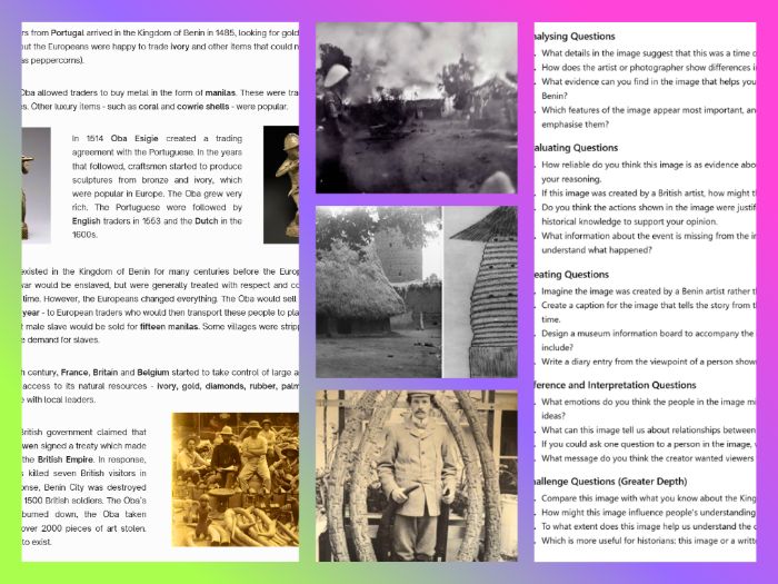 KS2 non-European Society - The Kingdom of Benin: The Raid of 1897 Evidence Analysis Lesson