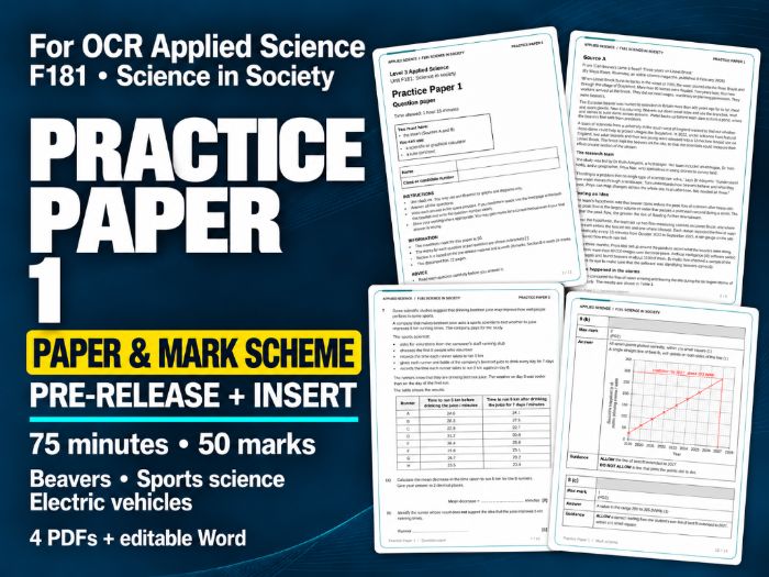 OCR AAQ Applied Science – F181 Practice Paper 1 (75 mins)