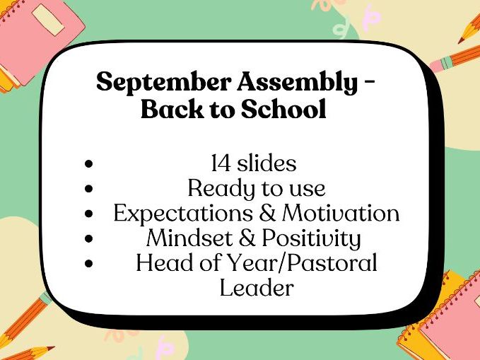 September Assembly | Back to School | Expectations Mindset Positivity | Head of Year Pastoral Leader