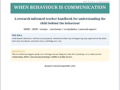 When Behaviour Is Communication – Research-Informed Teacher Handbook