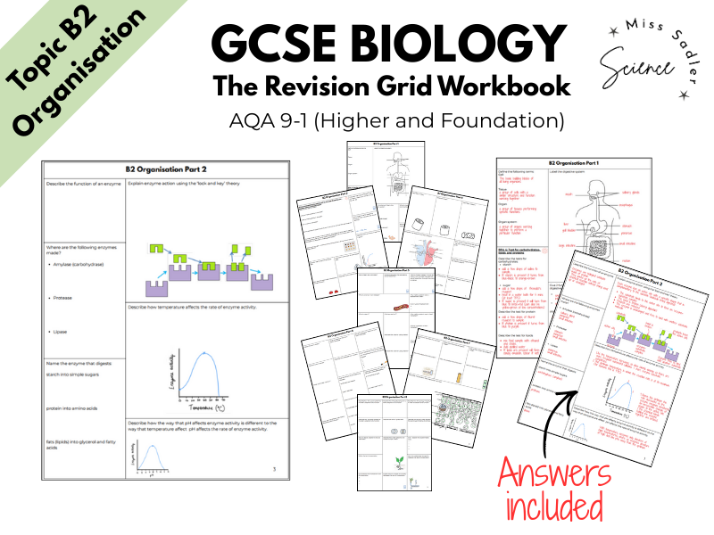 AQA GCSE Biology: Organisation (Topic 2) – Complete Revision Grid Workbook