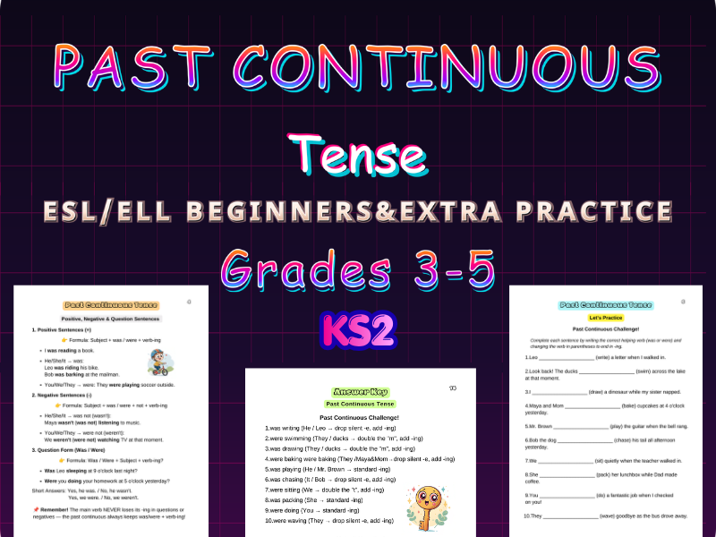 Past Continuous Worksheets: KS2 (Gr 3-5)
