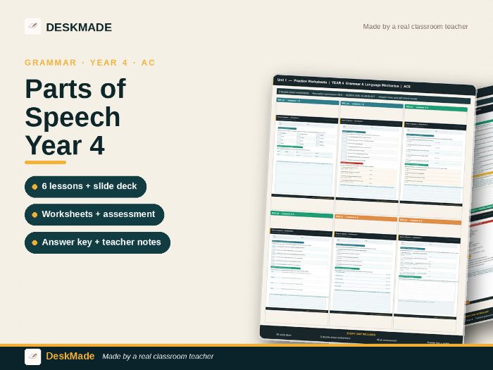 Year 4 Parts of Speech Unit | Nouns: Common, Proper & Abstract, Verbs