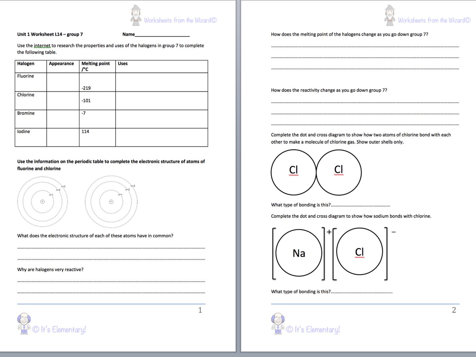 AQA 9 1 GCSE Chemistry Unit 1 Worksheet Bundle Teaching Resources