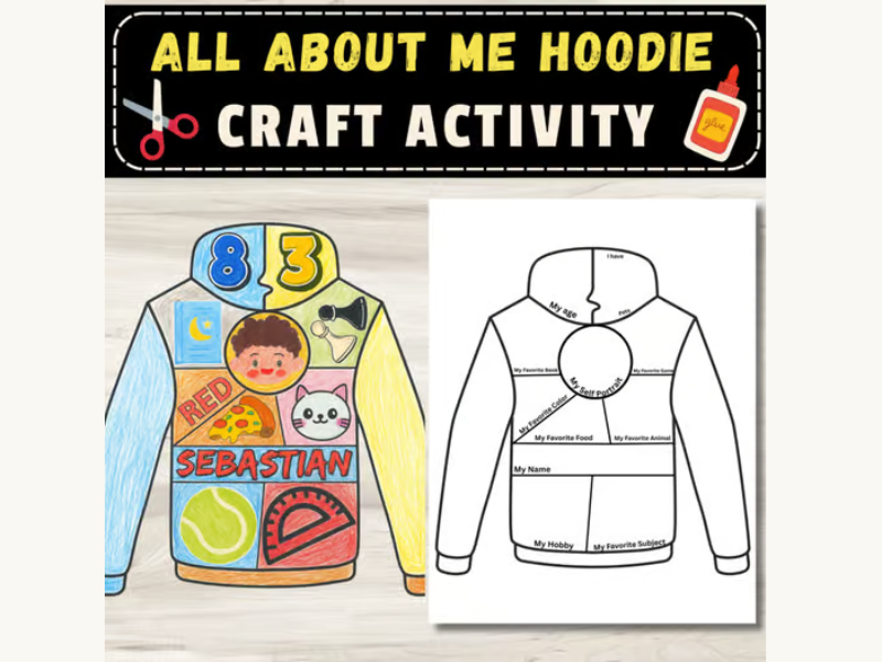 All About Me Hoodie Craft: Getting to know you | First Week of School Icebreaker