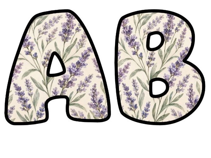 Lavender Sprigs Botanical Bubble Letters | Botanical Bulletin Board Letters | Classroom Display Pack