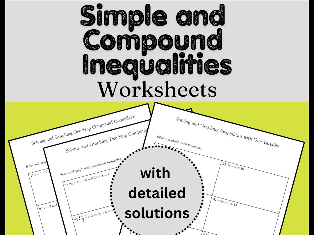 Simple and Compound Inequalities Worksheets