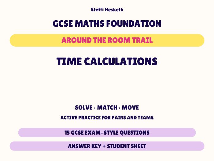 GCSE Foundation Maths Time Calculations | Around the Room Trail