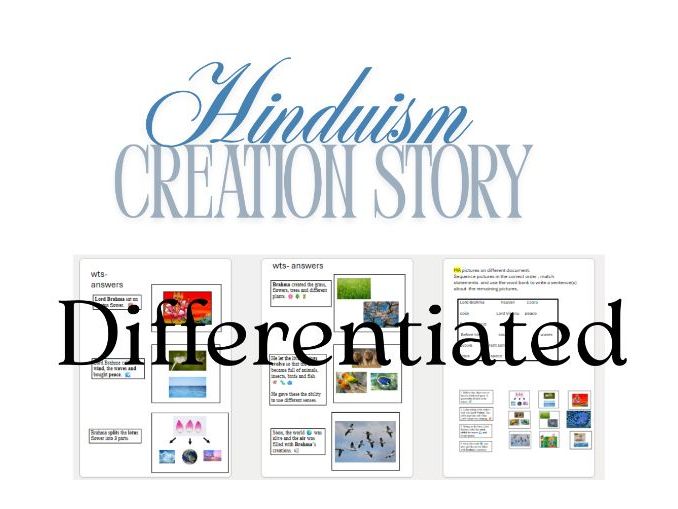 RE Differentiated KS1 Hinduism Creation Story