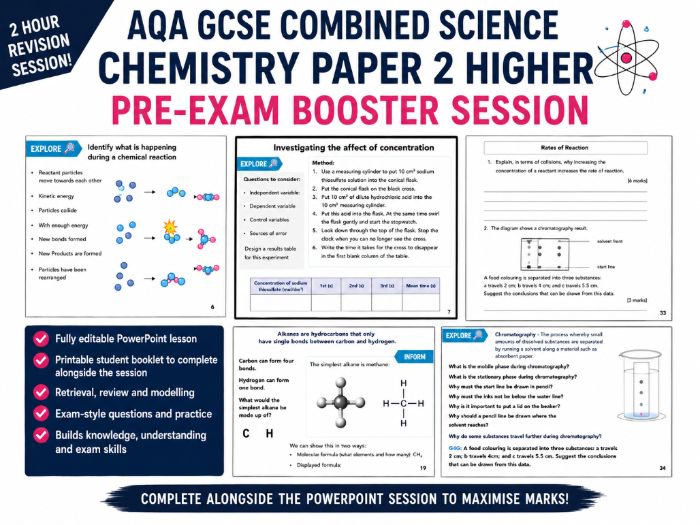 AQA GCSE Combined Science Chemistry Paper 2 Higher Pre-Exam Booster Lesson & Student Booklet (2 Hour