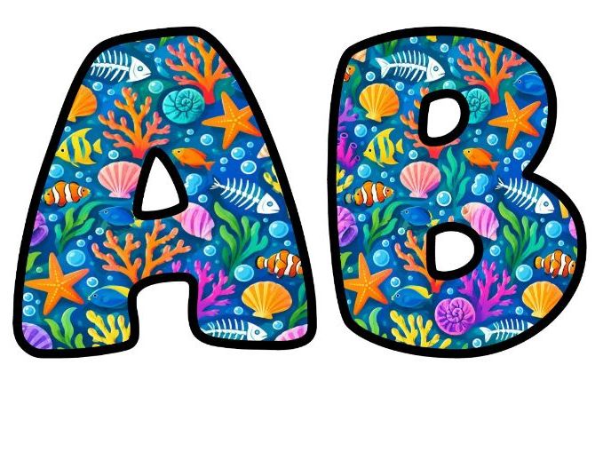 Coral Reef Sea Life Bubble Letters | Under the Sea Bulletin Board Letters | Classroom Display Pack