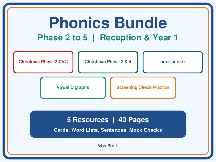 Phonics Bundle Phase 2 to 5 Reception Year 1