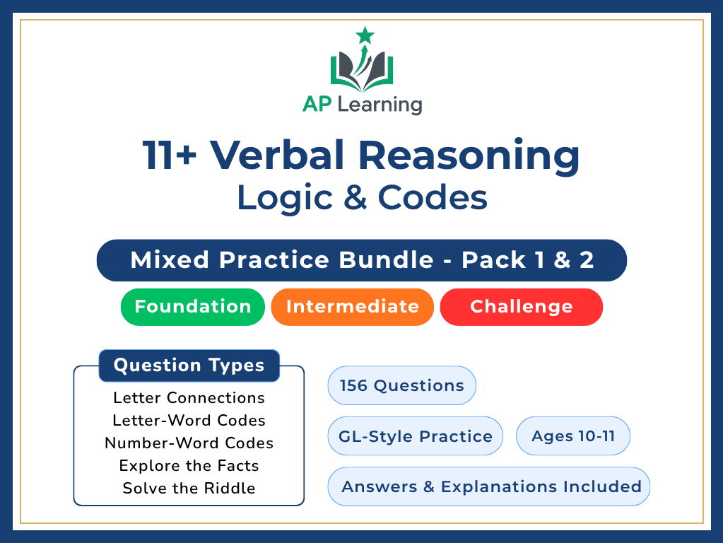 11 Plus Verbal Reasoning Logic & Coding Practice Bundle – 156 Questions