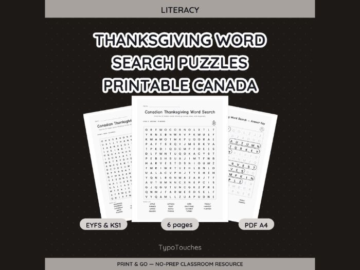 Thanksgiving Word Search Puzzles | 6 pp
