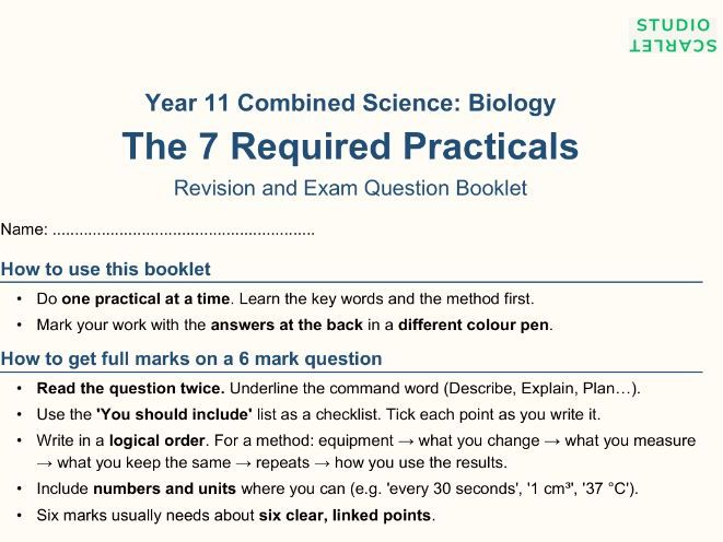 GCSE Biology Required Practicals Booklet (AQA)