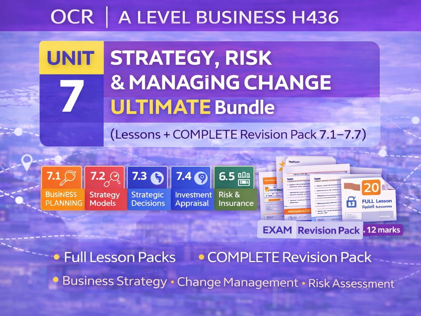 NEW 2026 OCR A Level Business H436 – Unit 7 Strategy, Risk & Managing Change ULTIMATE Bundle (Lessons + COMPLETE Revision Pack 7.1–7.7)