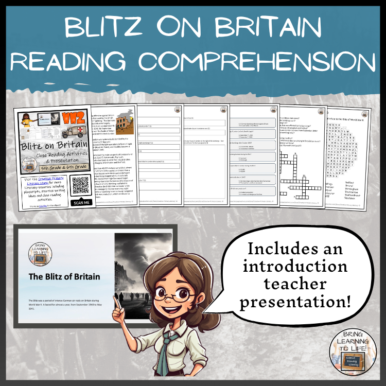 Blitz on Britain World War II Reading Comprehension Activities | Year 5 ...