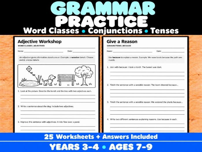 Grammar Practice Years 3–4 | Word Classes, Conjunctions and Tenses