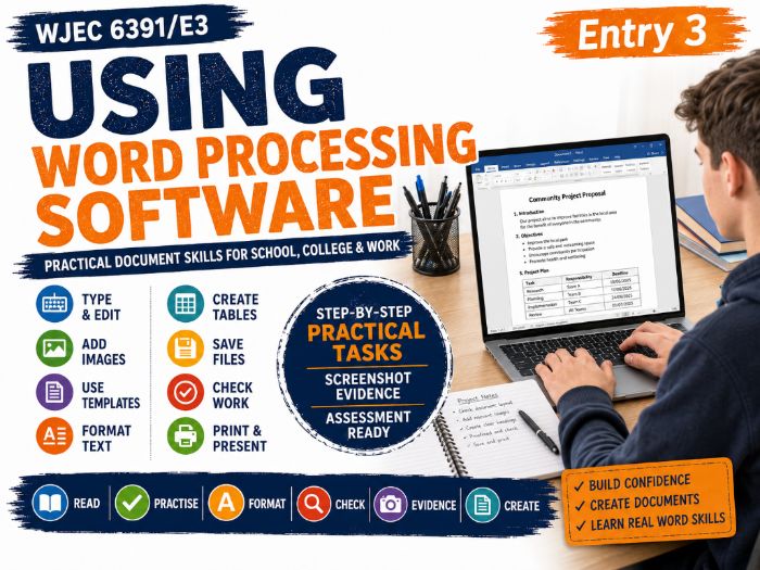 WJEC 6391/E3 Using Word Processing Software Entry 3 Workbook