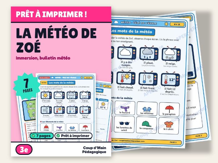 French Immersion Grade 3 Weather Report Reading | La météo de Zoé