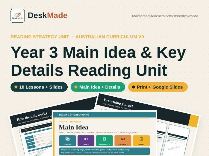 Year 3 Main Idea Reading Unit | Australian Curriculum V9