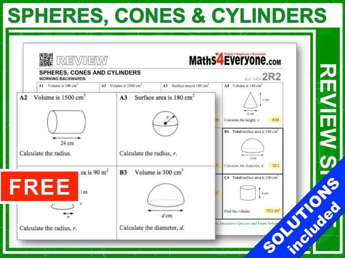 GCSE Revision (Spheres, Cones & Cylinders: Working Backwards)