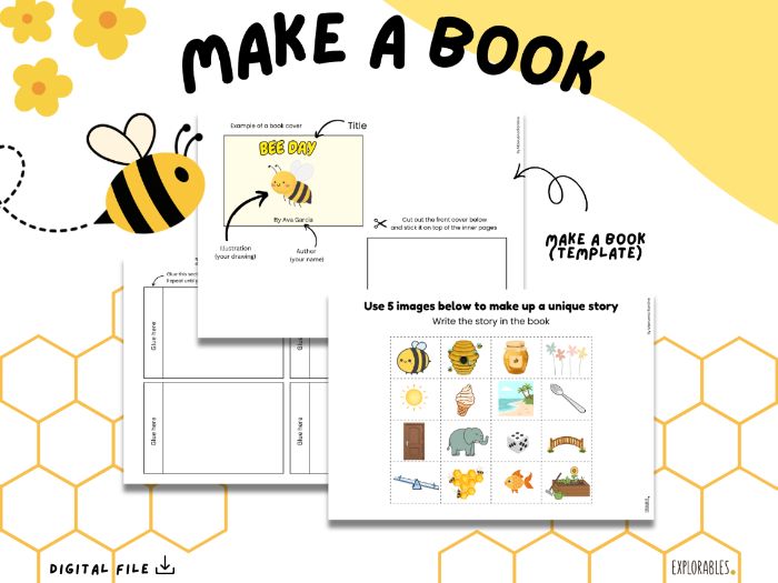 Make a Book Bee Day Printable Activity Learning To Write Honey Bee Hive Writing Practice Literacy