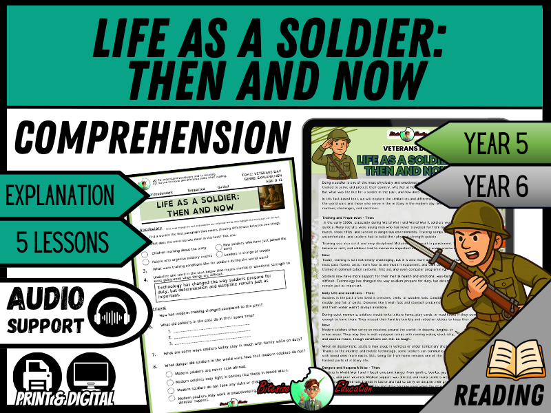 Life as a Soldier - Remembrance Day | Reading Comprehension | Year 5/6